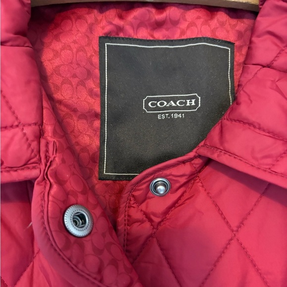 Coach Red Puffer Quilted Coat Women’s S Jacket Lightweight Signature Lining - Picture 2 of 7